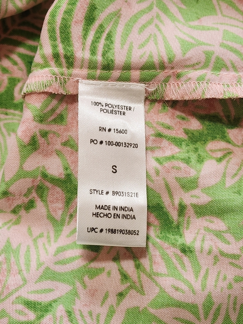 Democracy Leaf Print Lantern Sleeves Stand Collar Pintuck Front Woven Top Size S - Picture 10 of 10